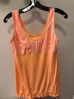 Lululemon Run Sunrise Tank Top Mango Orange with Cinch Cord and Ruffle Hem SZ 6